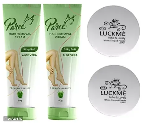 Paree Hair Remover Cream 2pc (50+50)g with Luckme (2-in-1) face powder 2pc