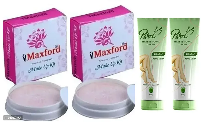 Maxford (2-in-1) face powder 2pc with Paree Hair Remover Cream 2pc (50+50)g-thumb0