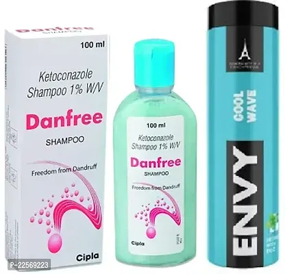 Danfree KETOCONAZOLE 1% SHAMPOO Freedom from Dandruff (100ml) with ENVY Cool Wave Talc Powder (100)g