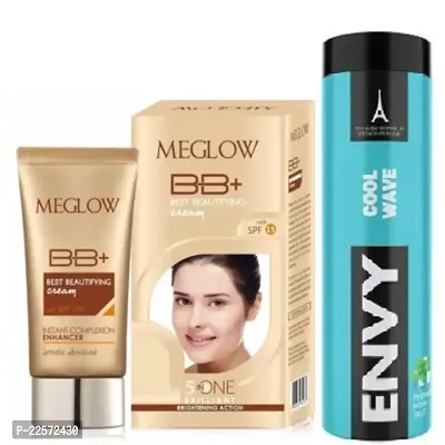 Meglow BB+ Cream (30)g with ENVY Cool Wave Talc Powder (100)g