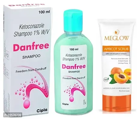 Danfree KETOCONAZOLE 1% SHAMPOO Freedom from Dandruff (100ml) with Meglow Apricot Scrub (70)ml