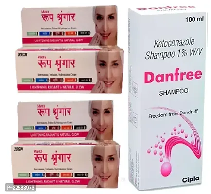 Roop Shringar Face whitening cream 2pc(20+20)g with Danfree Anti Dandruff Shampo(100ml)