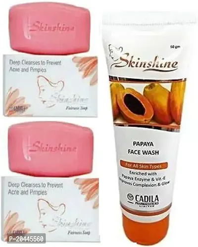 Skinshine Soap 2pc (75+75)g with Papaya face wash (70)ml for to remove dark spot  Pimple