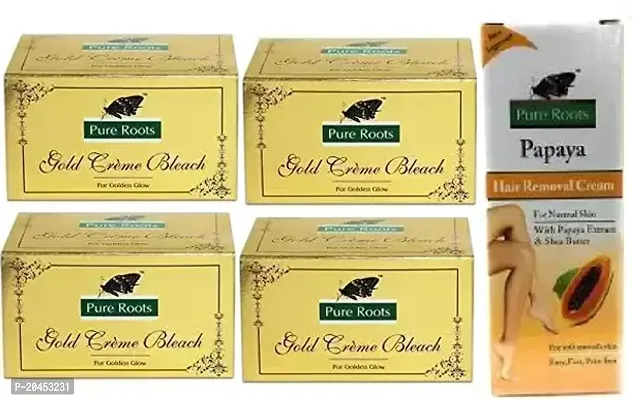 Pure Root Gold bleach cream 4pc (42x4) with Papaya hair remover cream 50g