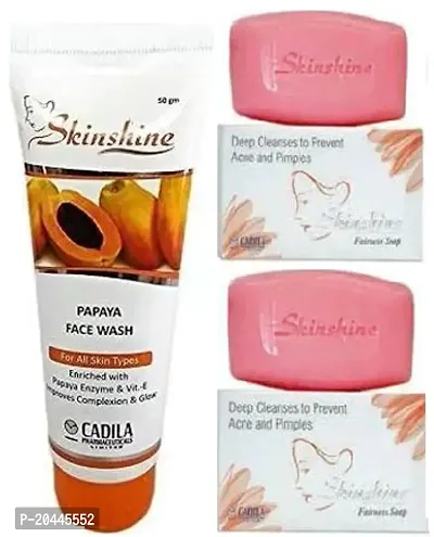 Skin shine Papaya facewash  (70)ml and Soap 2pc (75+75)g-thumb0