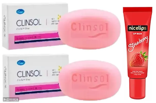 Clinsol  soap set of 2pc (75+75)g with Nicelips Lip bam (10)g