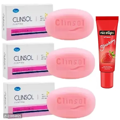 Clinsol soap set of 3pc (75x3)g with Nicelips Lip bam (10)g