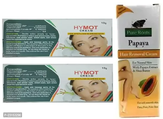 HYMOT whitening, Post Pimple Scars  Dark circles removing Cream 2pc (15x2)g  Pure Root Hair removal cream (50)g