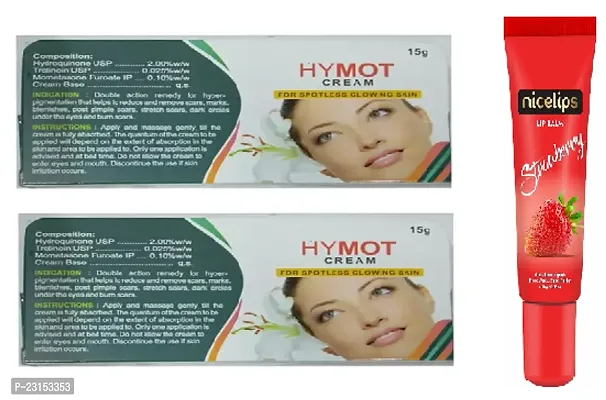 HYMOT whitening, Post Pimple Scars  Dark circles removing Cream 2pc (15x2)g  Nice lip Bam (10)g