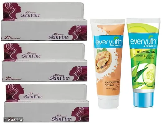 Skin Fine  Night Cream 3pc (15x3)g for skin Whitening  with Everyuth Walnut Scrub  Alovera Face Pack (50+50)ml
