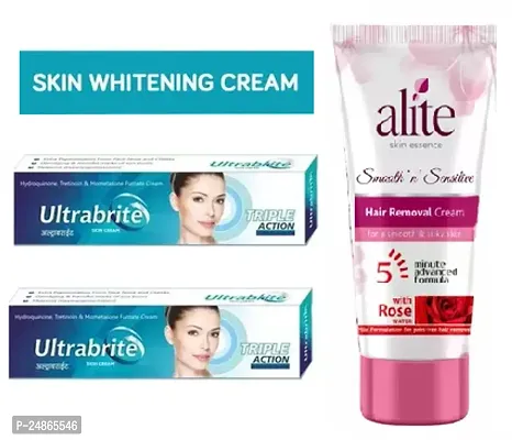 Ultrabrite Face whitening cream 2pc(15+15)ml with Alite Rose hair removing cream 30ml