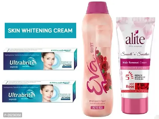 Ultrabrite whitening  Night cream 2pc (15+15)ml  and Eva Sweet Talc Powder (100)g with Alite Hair remover cream (30)ml