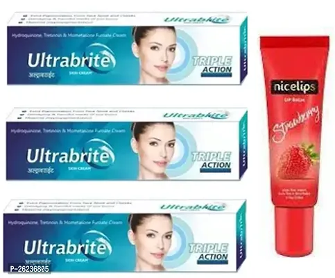 Ultrabrite whitening  Night cream 3pc (15x3)ml  with  Nicelips Strawberry lip bam (9)ml