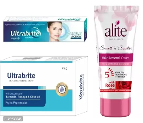 Ultrabrite Triple Action Night Cream  and Soap  (15+75)g with Alite Hair remover cream (30)ml