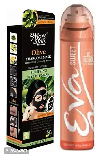 Moon Star Olive Charcoal Peel Off Mask (100)ml with Eva SWEET Deo (100)ml