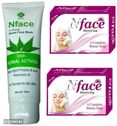 Nface  Neem  Facewash  with 2 Soap ) (70+75+75)g