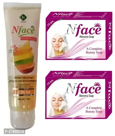 Nface  Dark spot  Pimple Removing Fruit Facewash 70g  with  2 Soap (75+75)g-thumb0