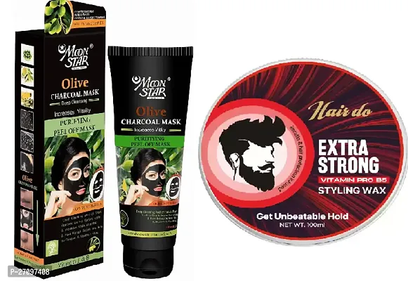 Moon Star Olive Charcoal Peel Of Mask (100)ml with Hair Do Extra Strong Styling Hair Wax (100)ml