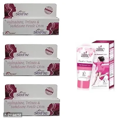 Skin Fine Night Cream 3pc(15x3)g for to remove Dark circle  Pimple of face with Alite Hair removal cream (30)g