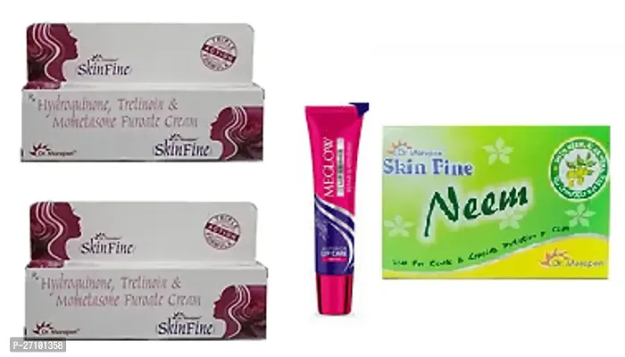 Skin Fine Triple Action whitening Night cream 2pc (15+15)g  Neem soap (75)g with Meglow Lip Shiner Lip Bam (15)g