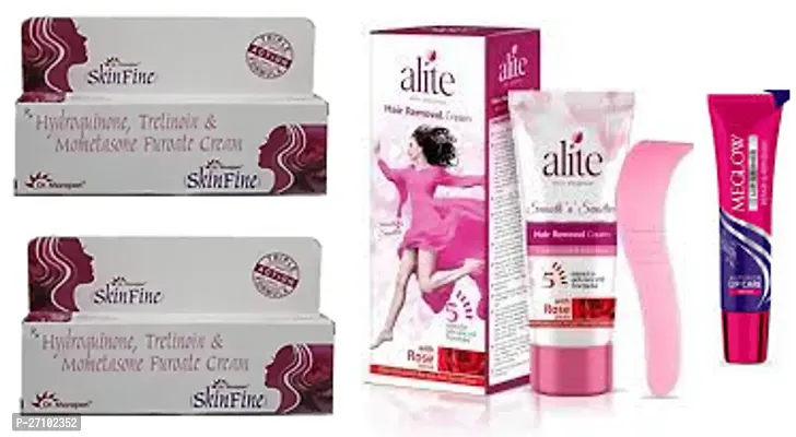 Skin Fine Cream 2pc (15+15)g with  Alite Body Hair remover cream (30)g and Meglow Lip Shiner Lip Bam (15)g