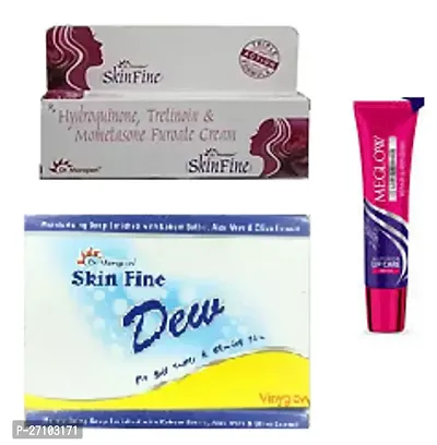 Skin Fine Triple Action 1Cream and 1 Skin Fine Dew soap (15+75)g with Meglow Lip Shiner Lip Bam (15)g-thumb0