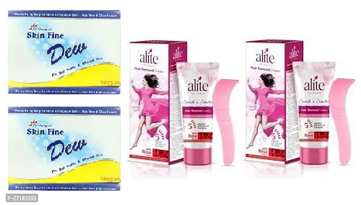 Skin Fine Dew soap 2pc(75+75)g for soft skin and Alite Hair remover cream 2pc (30+30)g