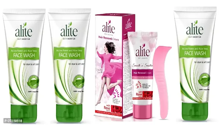 Alite Neem Face wash -Pack of 2 and Hair Remover cream - Set of 2