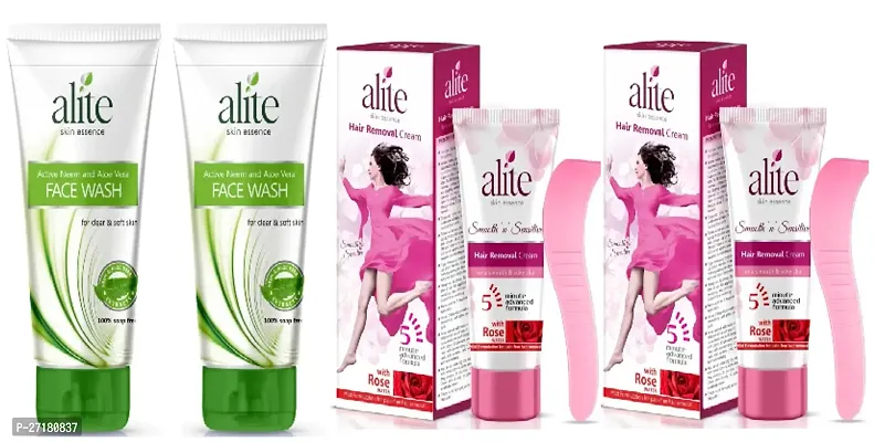 Alite Neem Face wash -Pack of 2 and Hair Remover cream - Set of 2