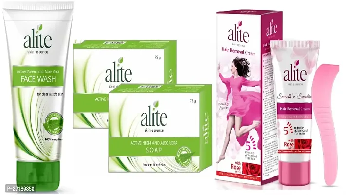 Alite 1 Neem Facewash  2 Neem Soap (70+75+75)g and Alite Hair remover cream (30)g for soft skin