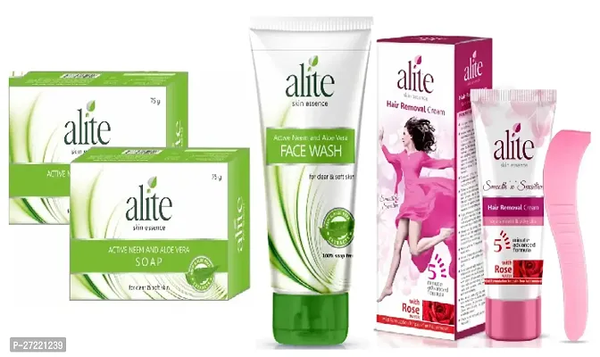 Alite Neem Face wash, Neem 2 Soap  and Hair Remover cream combo