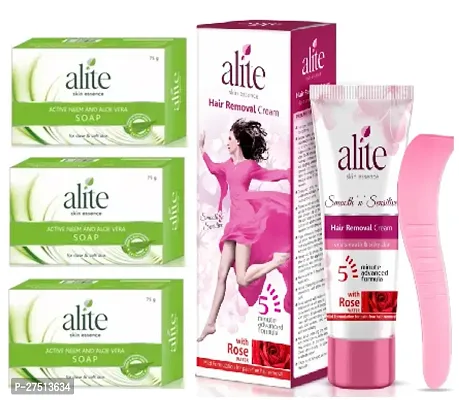 Alite Neem   Alovera Saop 3pc (75x3)g set with Alite Rose Hair remover Cream (50)g