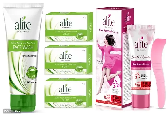 Alite NeemFacewash (70)ml  Neem   Alovera Saop 3pc (75x3)g set with Alite Rose Hair remover Cream (30)g