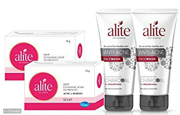 Alite Acne Soap 2pc (75+75)g with Alite Anti Acne Charcoal Face wash (70+70)g