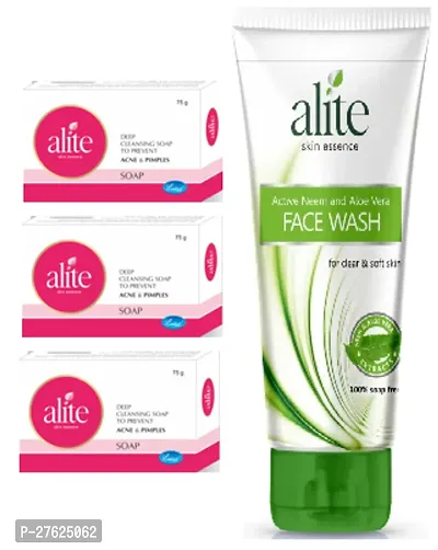 Alite Acne Soap 3pc (75x3)g with Neem Face wash (70)g