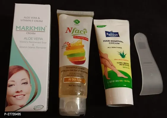 Markmin Cream (60)g and Nface fruit facewash (70)g  with Refresh hair remover cream (50)g