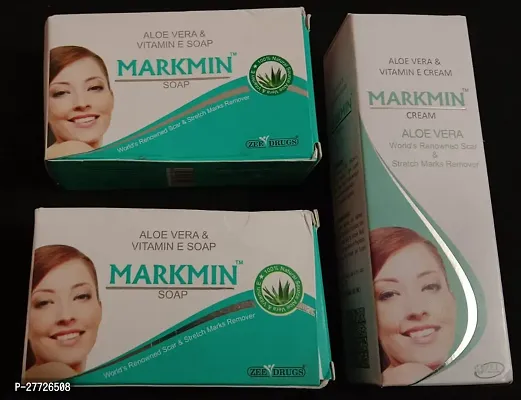 Markmin 2 Saop + alovera   Vitamin E cream   (75+75+60)g for unwanted dark spot  pimple-thumb0