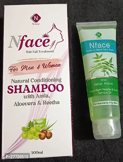 Nface Shampoo with Amla, Alovera  Reetha (200)ml with Neem face wash (70)g