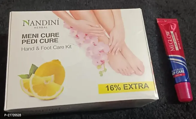 Nandini Menicure - Pedicure Lemon Hand  Foot Care  Kit (140)g with Melow Lip Shiner Lip Bam (15)g