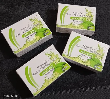 Melacare  Neem +  Alovera  soap 4pc set (75+75+75+75)g for unwanted Scars  Pimple-thumb0
