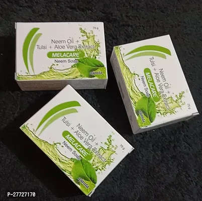 Melacare  Neem +  Alovera  soap 3pc set (75+75+75)g for unwanted Scars  Pimple-thumb0