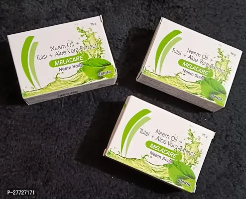 Melacare  Neem + Tulsi + Alovera  soap 3pc (75x3)g for unwanted Scars  Pimple-thumb0