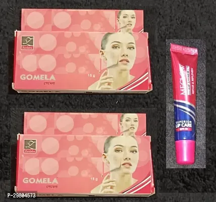 Gomela whitening  night cream 2pc set (15x2)g with Meglow Lip Bam (15)g