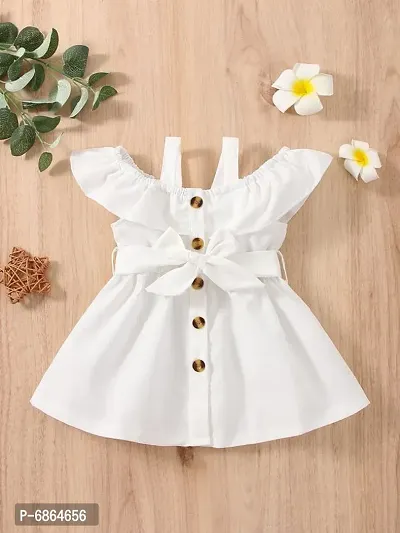 White Cotton Solid Frock For Girls-thumb1