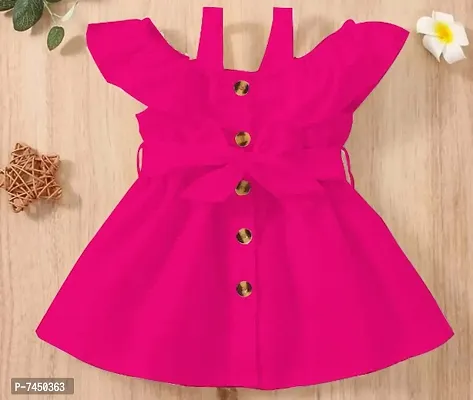 Pink Crepe Off Shoulder Dress-thumb0