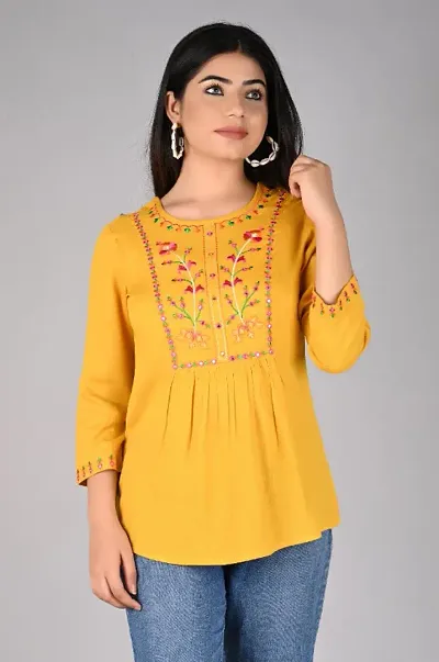 Trendy Embroidered Rayon Top