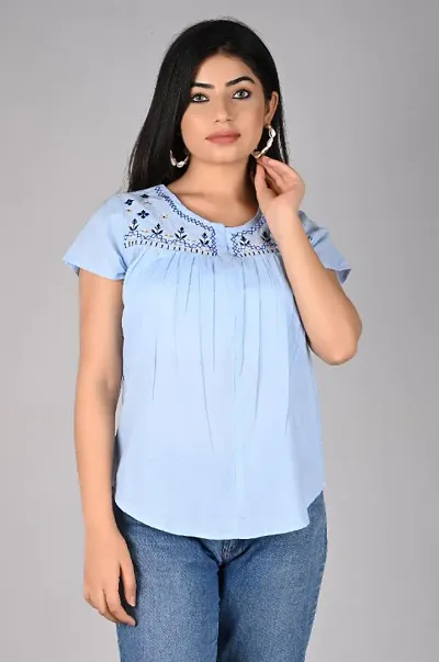 Trendy Rayon Embroidered Top for Women