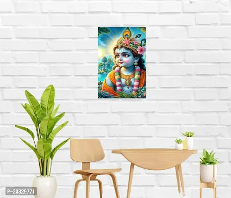 Self-Adhesive Religious Bal Krishna Posters for Home Decor, Living Room, Bedroom, Hall, Kids Room, Play Room, P15 Waterproof 12x18 Inches-thumb3