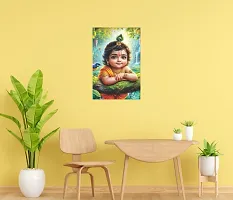 Self-Adhesive Religious Bal Krishna Posters for Home Decor, Living Room, Bedroom, Hall, Kids Room, Play Room, P28 Waterproof 12x18 Inches-thumb1