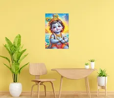 Self-Adhesive Religious Bal Krishna Posters for Home Decor, Living Room, Bedroom, Hall, Kids Room, Play Room, P34 Waterproof 12x18 Inches-thumb1